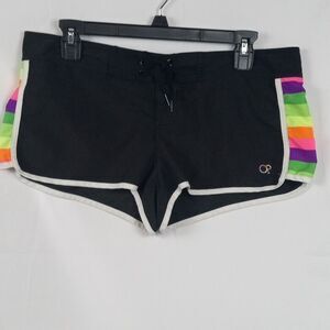 OP Rainbow Striped Board Shorts Medium 7-9 Ocean Pacific Beach Shorts Black